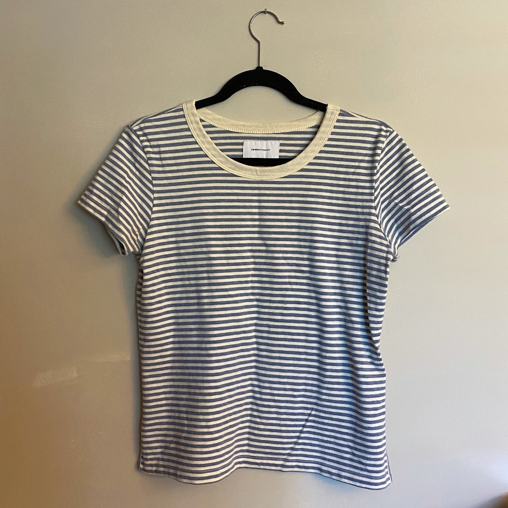 CURRENT/ELLIOT Blue and Cream Stripped T-Shirt
